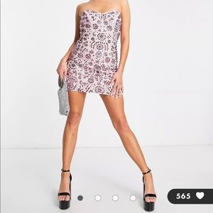 Asos strapless embellished mini dress